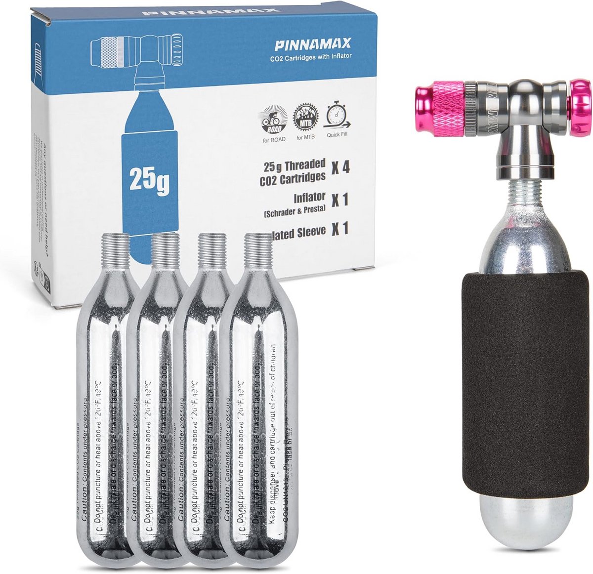 CO2 Fiets Pomp Set met 16g/25g Cartridges