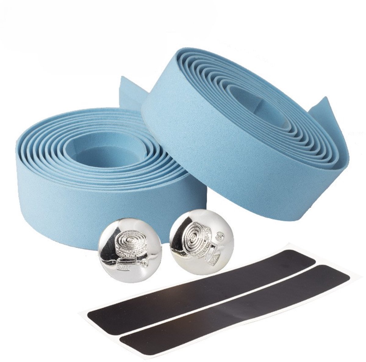 Stuurlint 2-pack met zilveren einddoppen, blauw