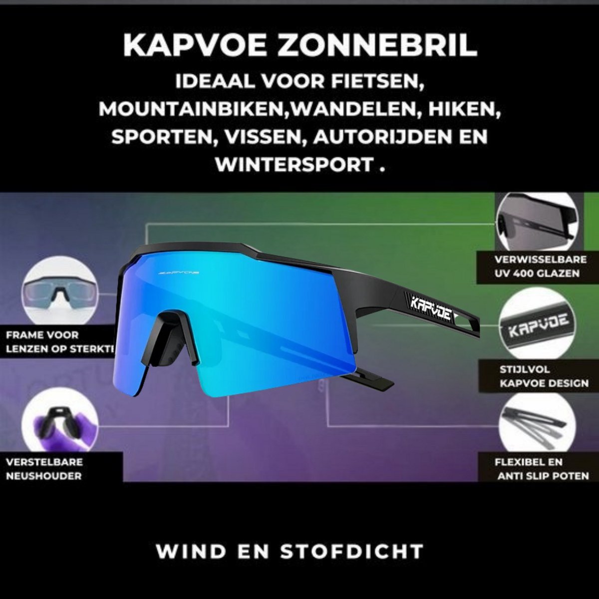 KAPVOE Sport Zonnebril met 4 glazen