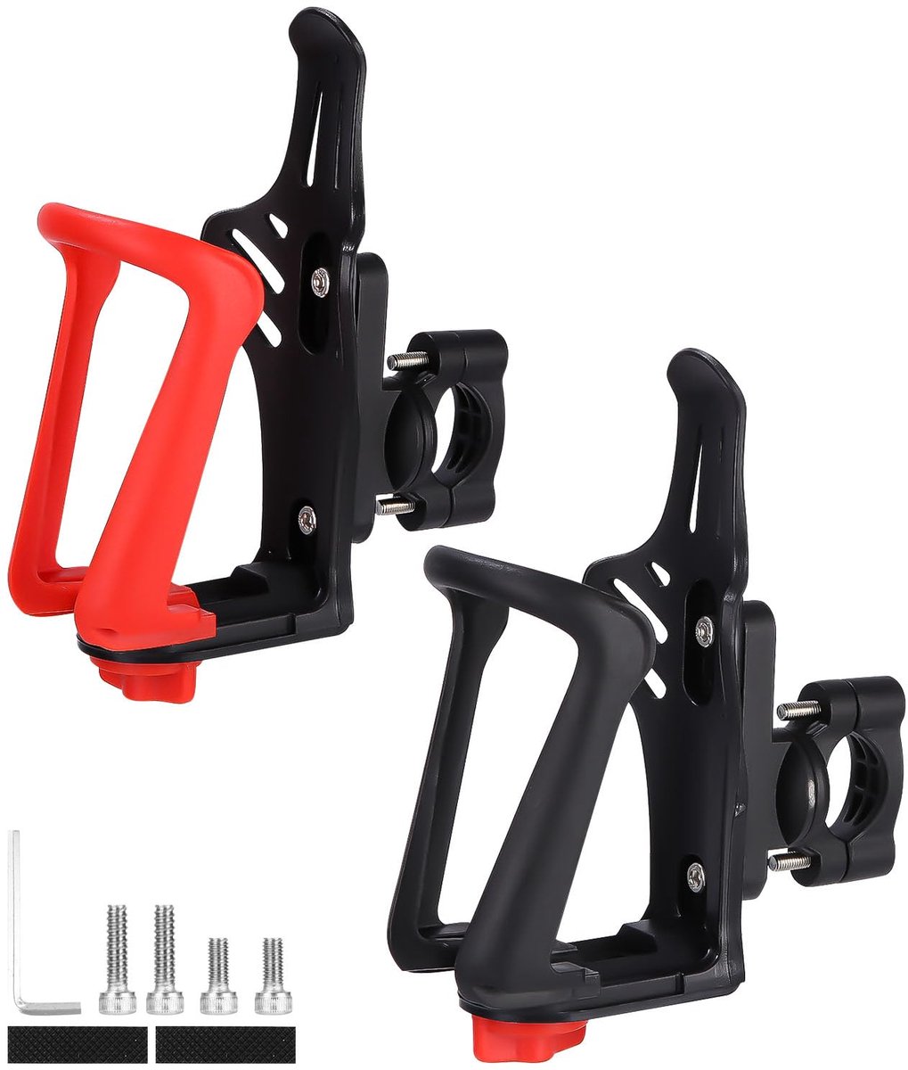 2-Pack Fietsfleshouder 360° Draaibaar Zwart-Rood